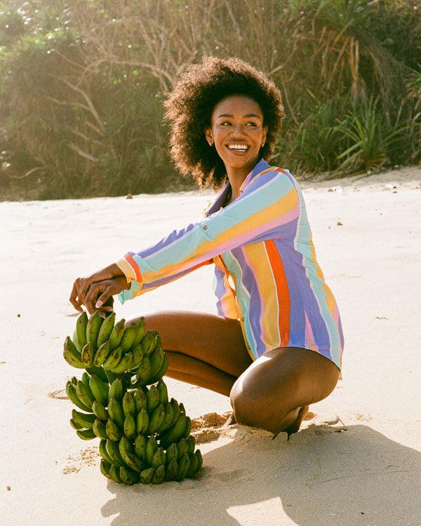 Body Glove Floret Ode Loose Fit Shirt - Multi / Floret Stripe