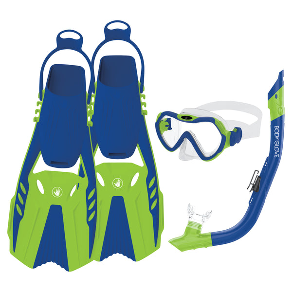 body glove Grape Mask/Snorkel/Fins Complete Set - Blue/Lime