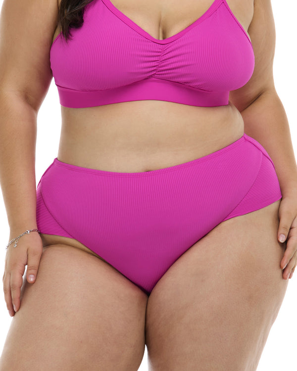 body glove Ibiza Coco Plus Size High Waisted Bikini Bottom - Fuchsia