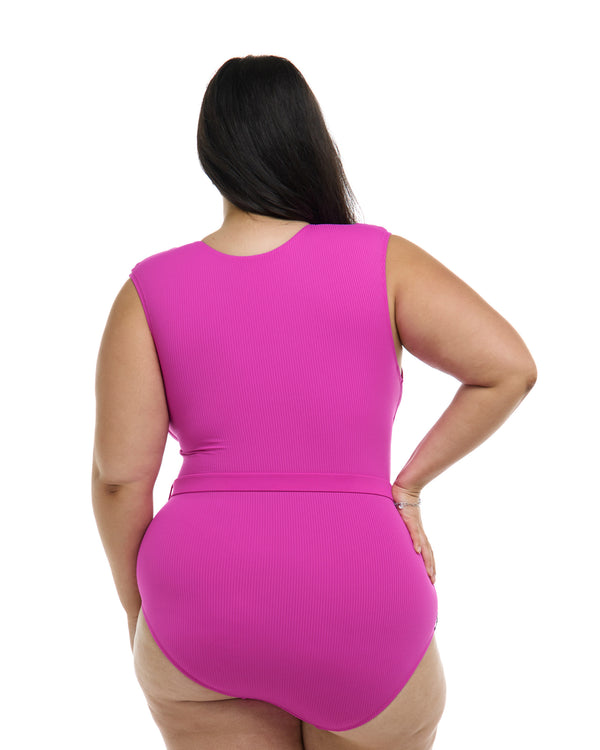 Body Glove Ibiza Ezry Plus Size One-Piece Swimsuit - Fuchsia