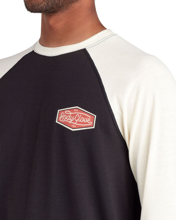Body Glove Long-Sleeved Raglan UPF 50+ T-Shirt - Black/White
