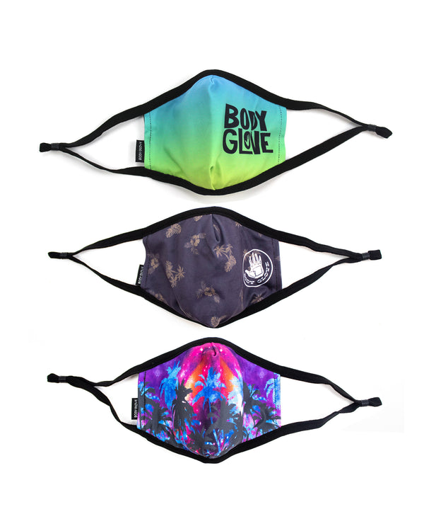 body glove Men's 3-Piece Face Mask Set - Ombre Palm Prints
