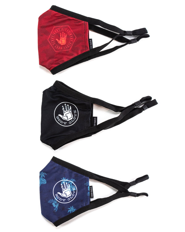 Body Glove Men's 3-Piece Face Mask Set - Palm Solid With Logo Camo