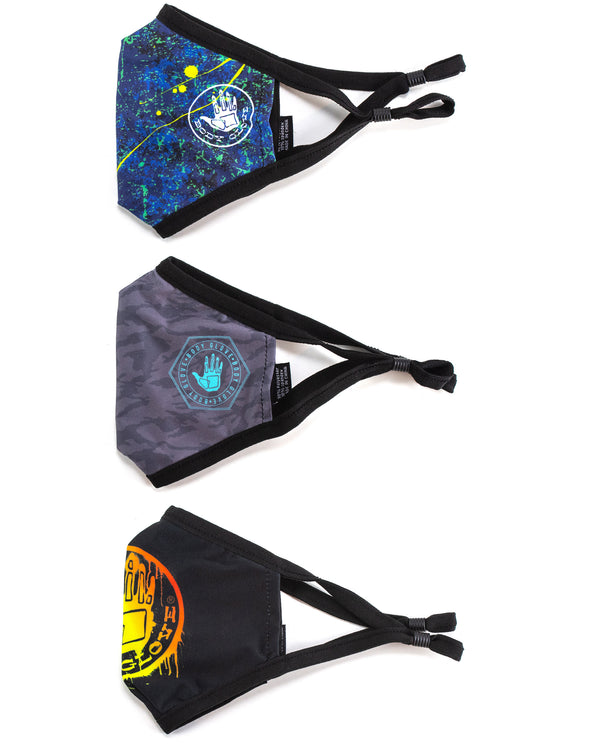 Body Glove Men's 3-Piece Face Mask Set - Splatter Hand Logo Camo