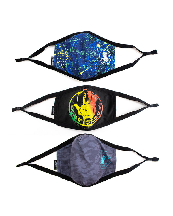 body glove Men's 3-Piece Face Mask Set - Splatter Hand Logo Camo