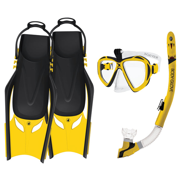 body glove Passage Mask/Snorkel/Fin Complete Set - Yellow/Black