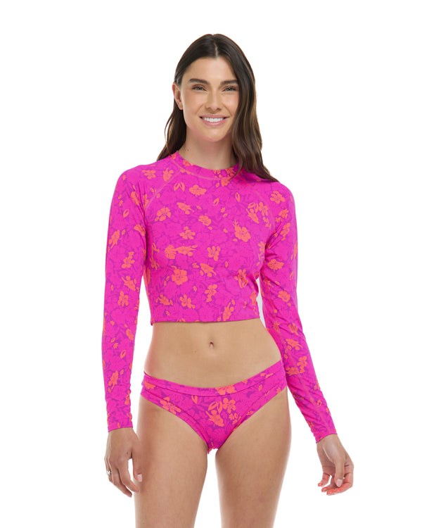 Body Glove Puako Let It Be Crop Rashguard - Bubble Gum / Puako