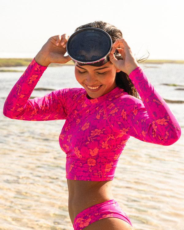 Body Glove Puako Let It Be Crop Rashguard - Bubble Gum / Puako