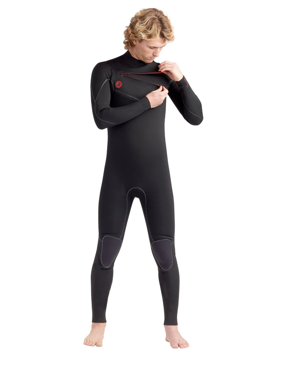 body glove Red Cell 4/3mm Men's Chest-Zip Fullsuit - Black