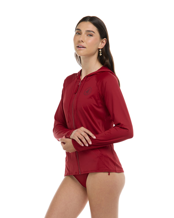 Body Glove Smoothies Barbara Hoodie Rashguard - Cranberry