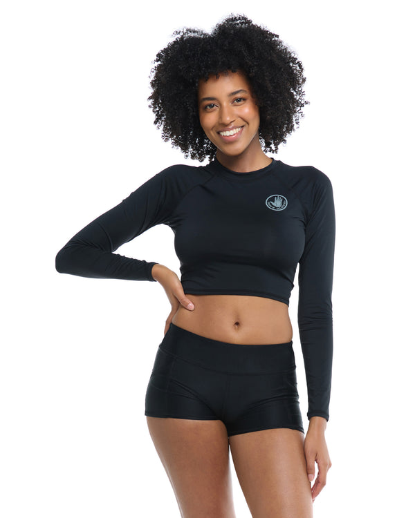 Body Glove Smoothies Let It Be Cross-Over Rash Guard - Black