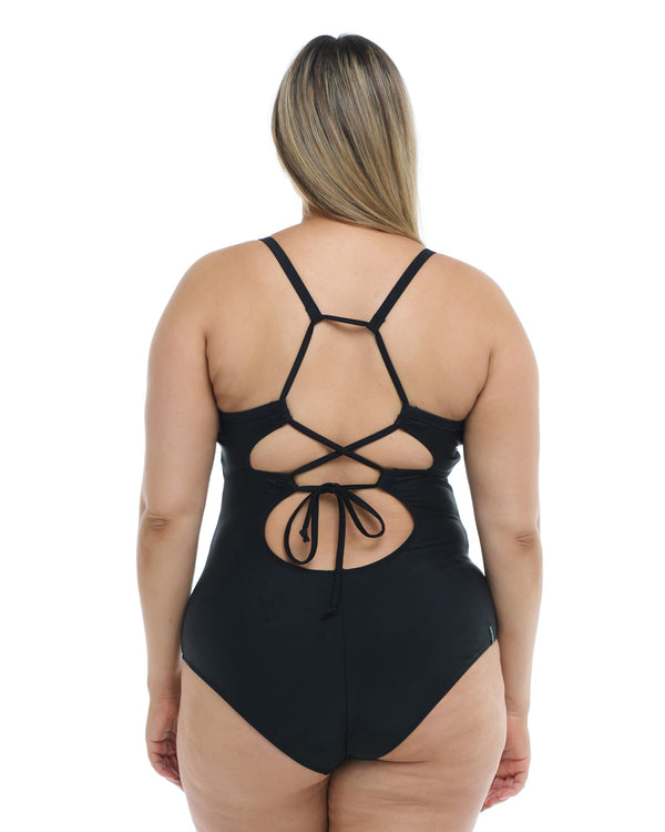 Body Glove Smoothies Sandbar Plus Size One-Piece Swimsuit - Black