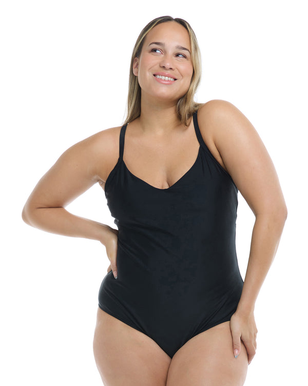 Body Glove Smoothies Sandbar Plus Size One-Piece Swimsuit - Black