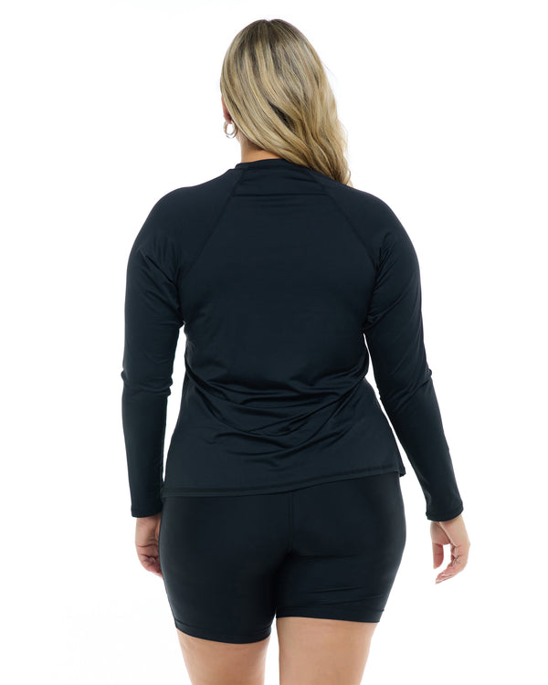Body Glove Smoothies Sleek Plus Size Long Sleeve Rashguard - Black