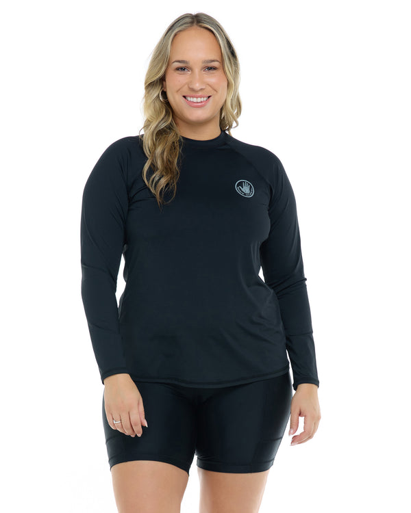Body Glove Smoothies Sleek Plus Size Long Sleeve Rashguard - Black