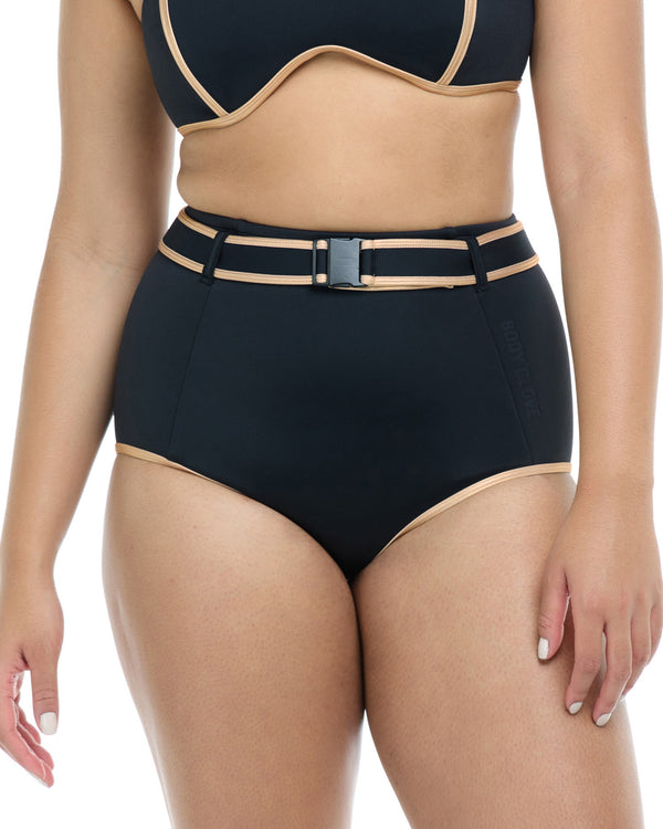 Body Glove Undersea Raquel High Waisted Swim Bottom - Black Gold