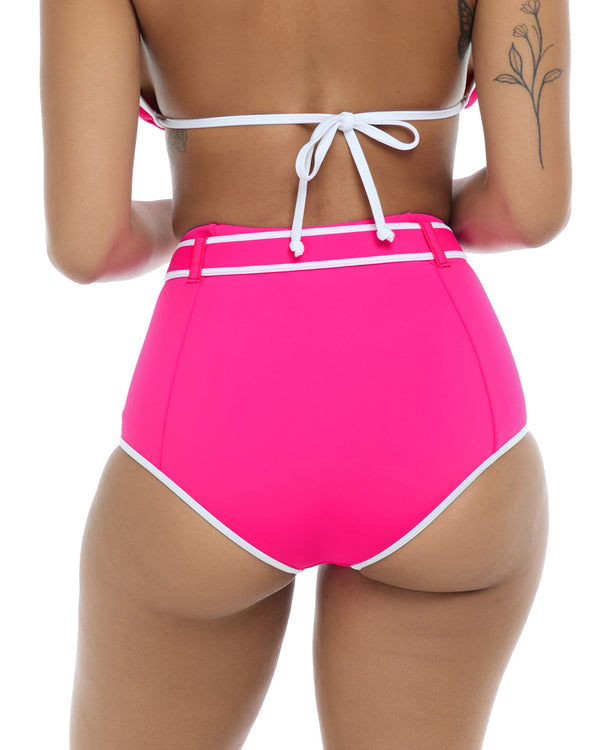 Body Glove Undersea Raquel High Waisted Swim Bottom - Flamingo Pink White