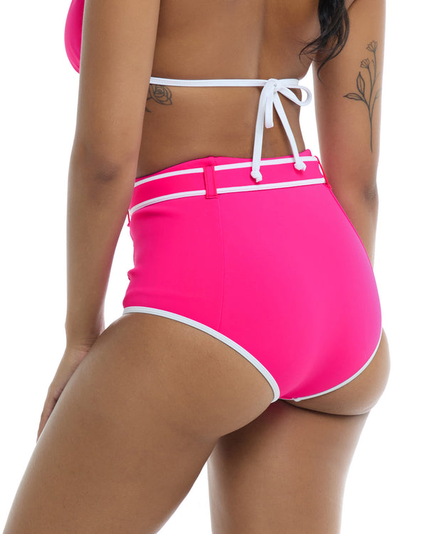 Body Glove Undersea Raquel High Waisted Swim Bottom - Flamingo Pink White