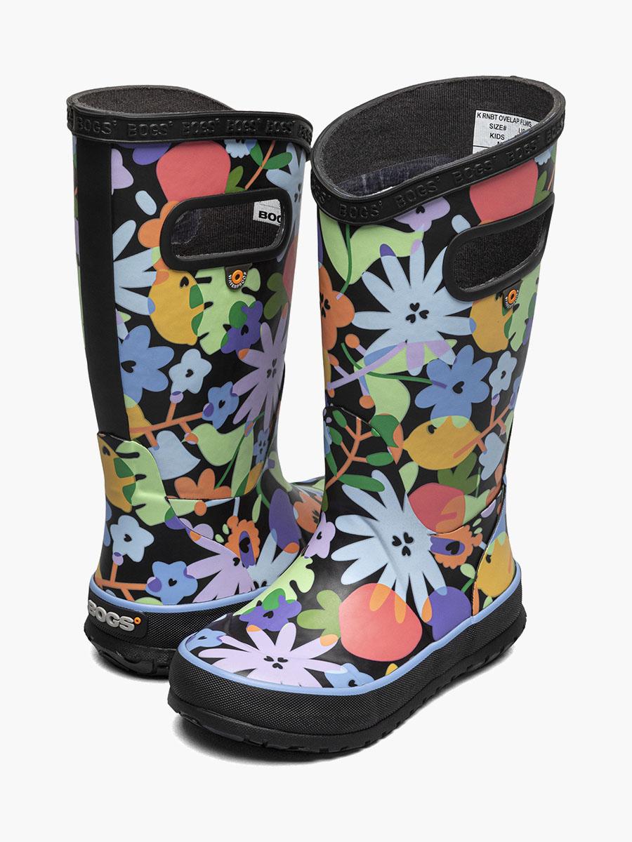 Bogs Rainboot Overlap Flowers Kids Rainboots