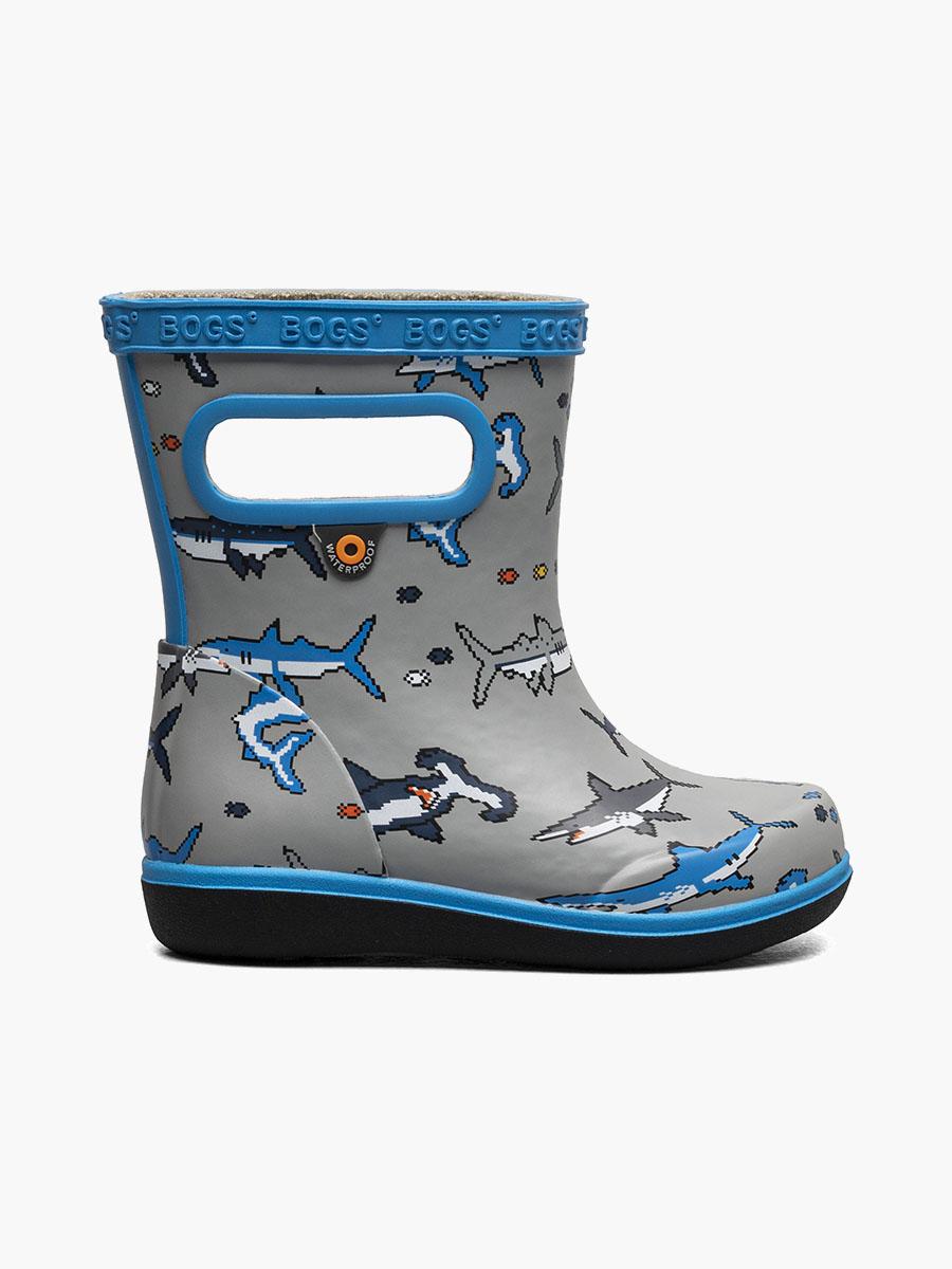 bogs Skipper II Pixel Sharks Kids Rainboots