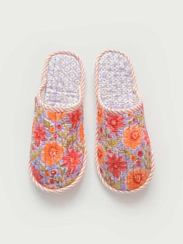Bohemia Design Block Print House Slippers Lilac