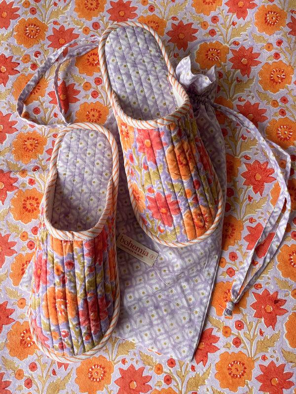 Bohemia Design Block Print House Slippers Lilac