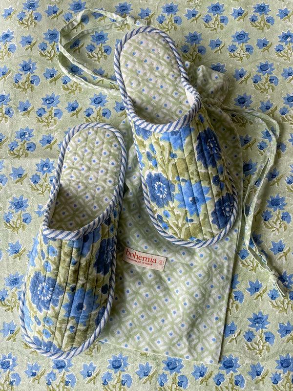Bohemia Design Block Print House Slippers Sage