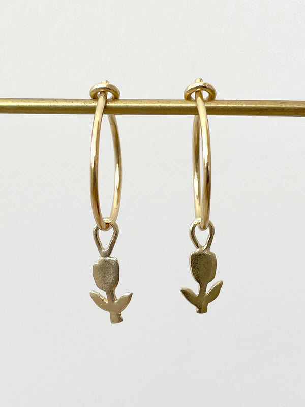 bohemia design Gold Tulip Hoop Earrings
