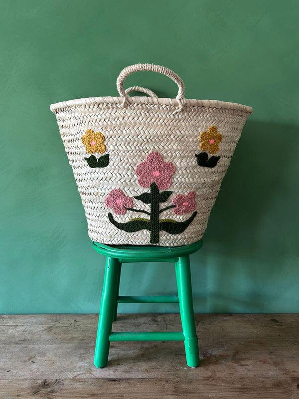 bohemia design Hand Embroidered Market Basket Posy