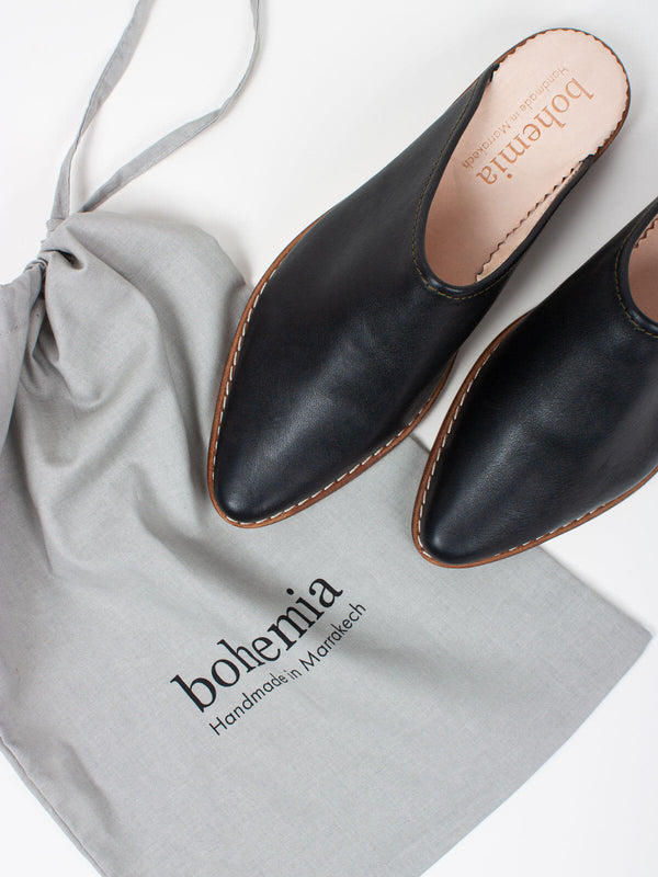 Bohemia Design Leather Mules Black