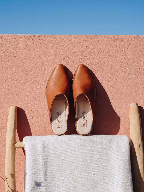 bohemia design Leather Mules Tan
