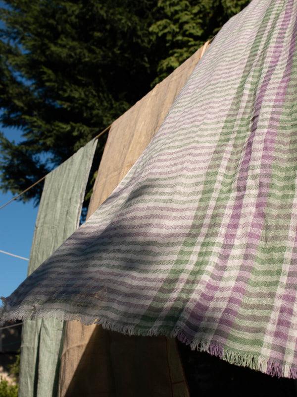 Bohemia Design Linen Scarf Sage And Lilac Check