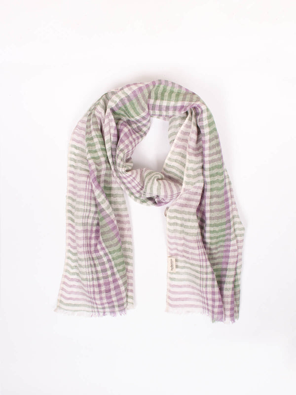 bohemia design Linen Scarf Sage and Lilac Check