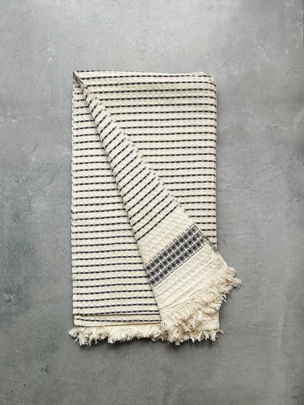 Bohemia Design Milos Check Hammam Towel Charcoal