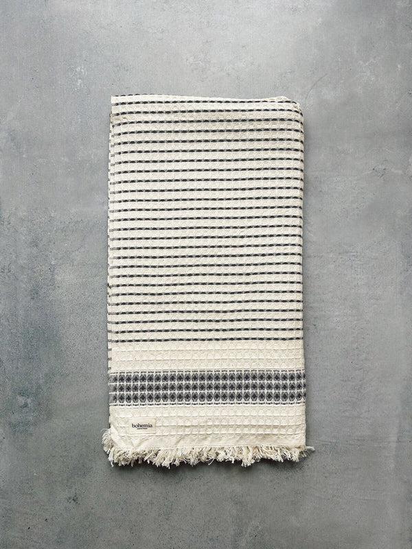 bohemia design Milos Check Hammam Towel Charcoal