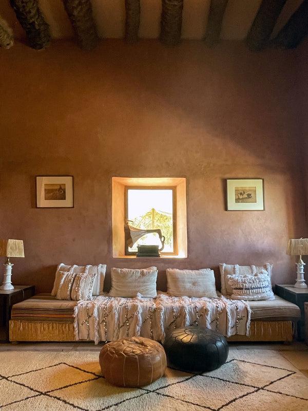 Bohemia Design Moroccan Leather Pouffe Black