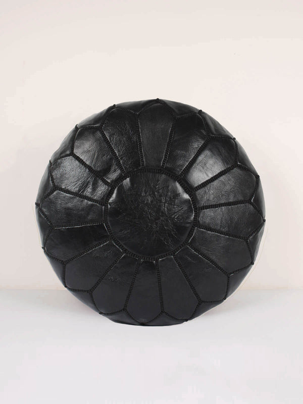 bohemia design Moroccan Leather Pouffe Black