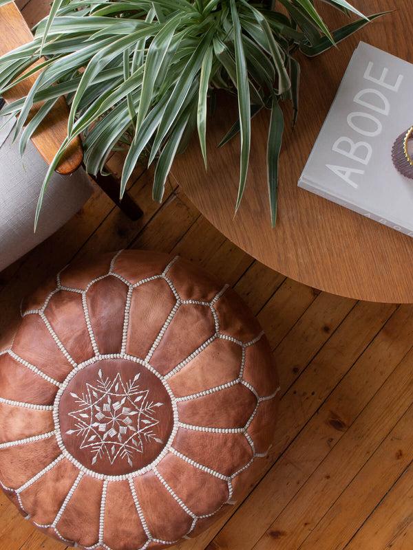 Bohemia Design Moroccan Leather Pouffe Chestnut