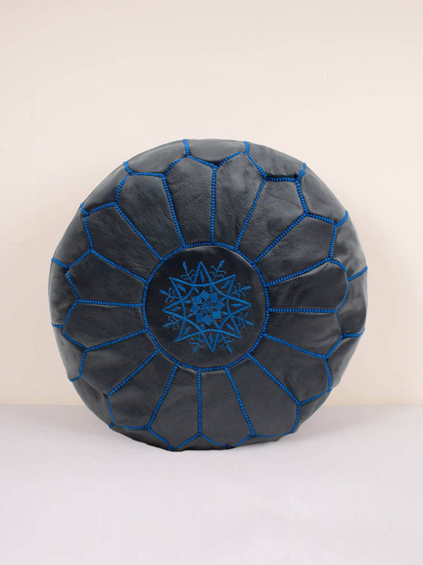 bohemia design Moroccan Leather Pouffe Deep Indigo