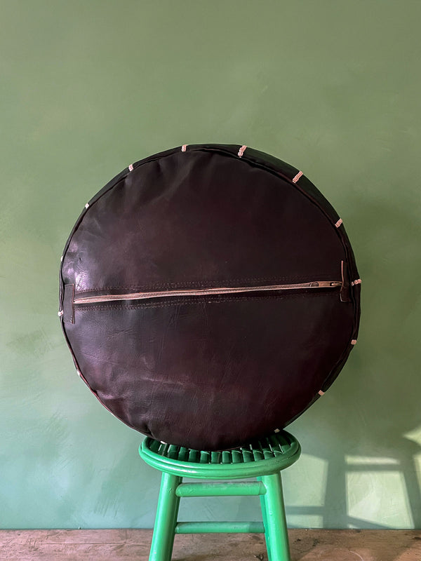 Bohemia Design Moroccan Leather Pouffe Ebony