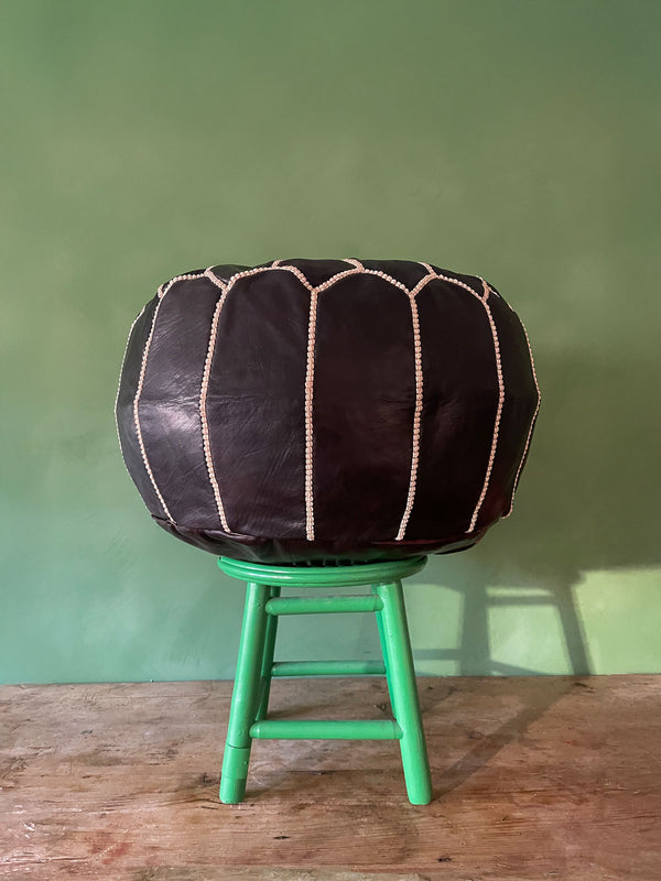 Bohemia Design Moroccan Leather Pouffe Ebony
