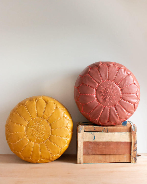 Bohemia Design Moroccan Leather Pouffe Mustard