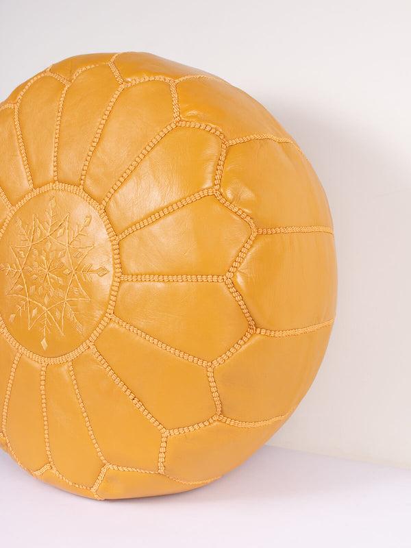 Bohemia Design Moroccan Leather Pouffe Mustard