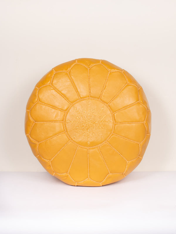 bohemia design Moroccan Leather Pouffe Mustard
