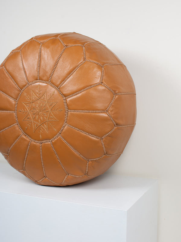 Bohemia Design Moroccan Leather Pouffe Ochre