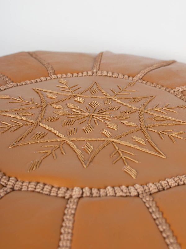 Bohemia Design Moroccan Leather Pouffe Ochre