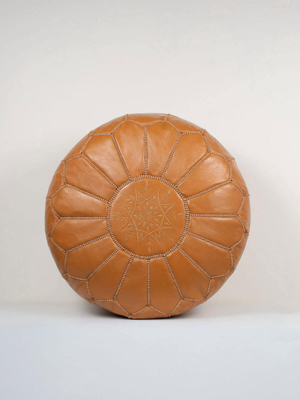 bohemia design Moroccan Leather Pouffe Ochre