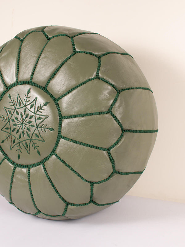 Bohemia Design Moroccan Leather Pouffe Olive