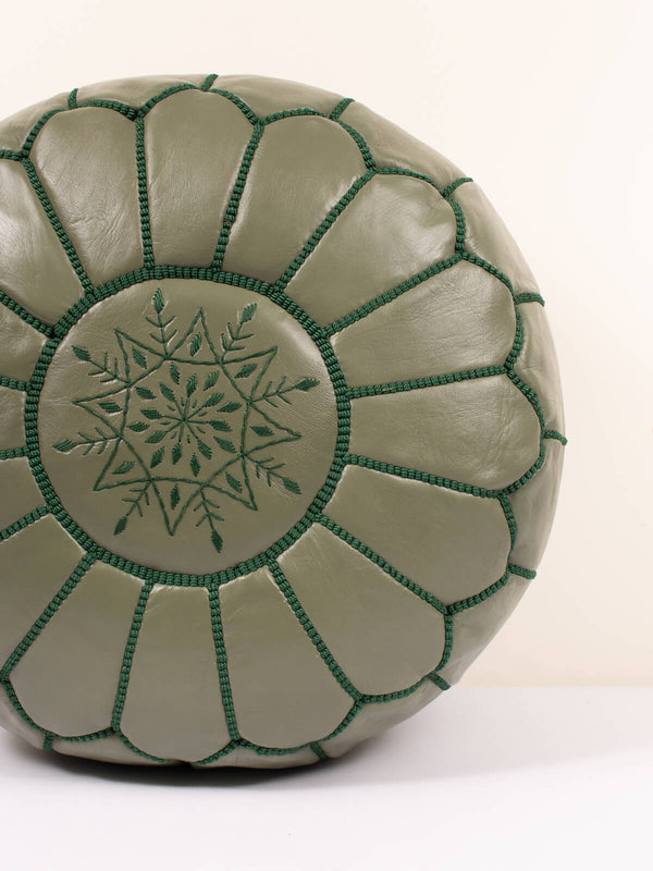Bohemia Design Moroccan Leather Pouffe Olive
