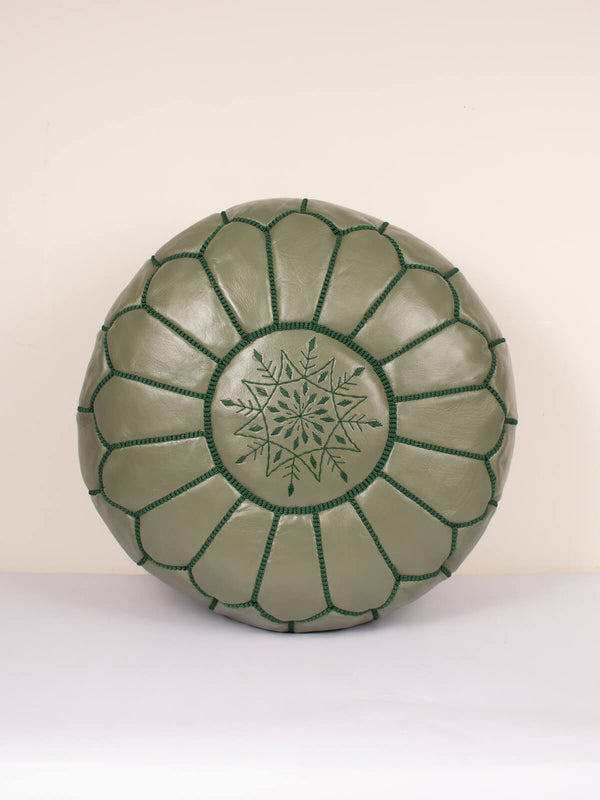 bohemia design Moroccan Leather Pouffe Olive